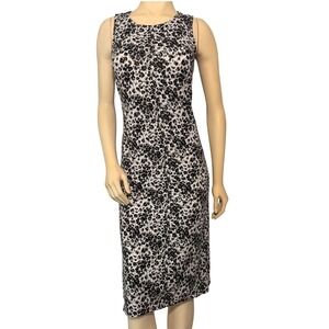 Cynthia Rowley Womens Animal Print Sleeveless Midi Dress Grey Black White L 9979